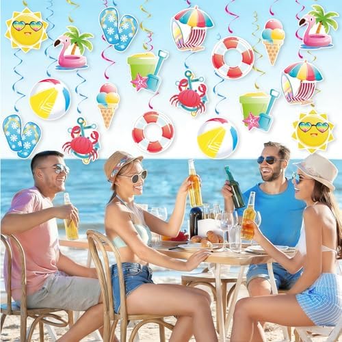 Summer Pool Hanging Swirls, 36 Pcs