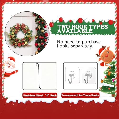 16 in Pre-Lit Christmas Door Wreath with Timer & Hanger & 50LED Warm Lights