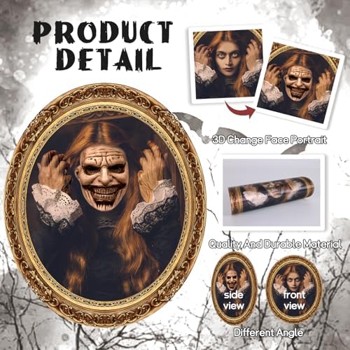Scary Halloween Decoration Indoor Home Wall Decor Changing Picture, 6Pcs