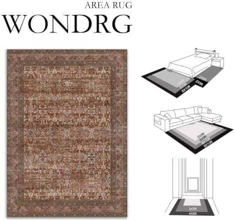 9x12 Red Rust Neutral Retro Area Rug