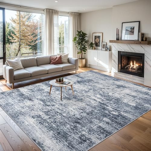 PLHXFR 6x9 Area Rug Living Room: Abstract Washable Carpet Grey Blue