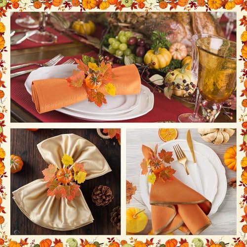 Fall Thanksgiving Pumpkin Napkin Rings Set of 12, Thanksgiving Table Decor