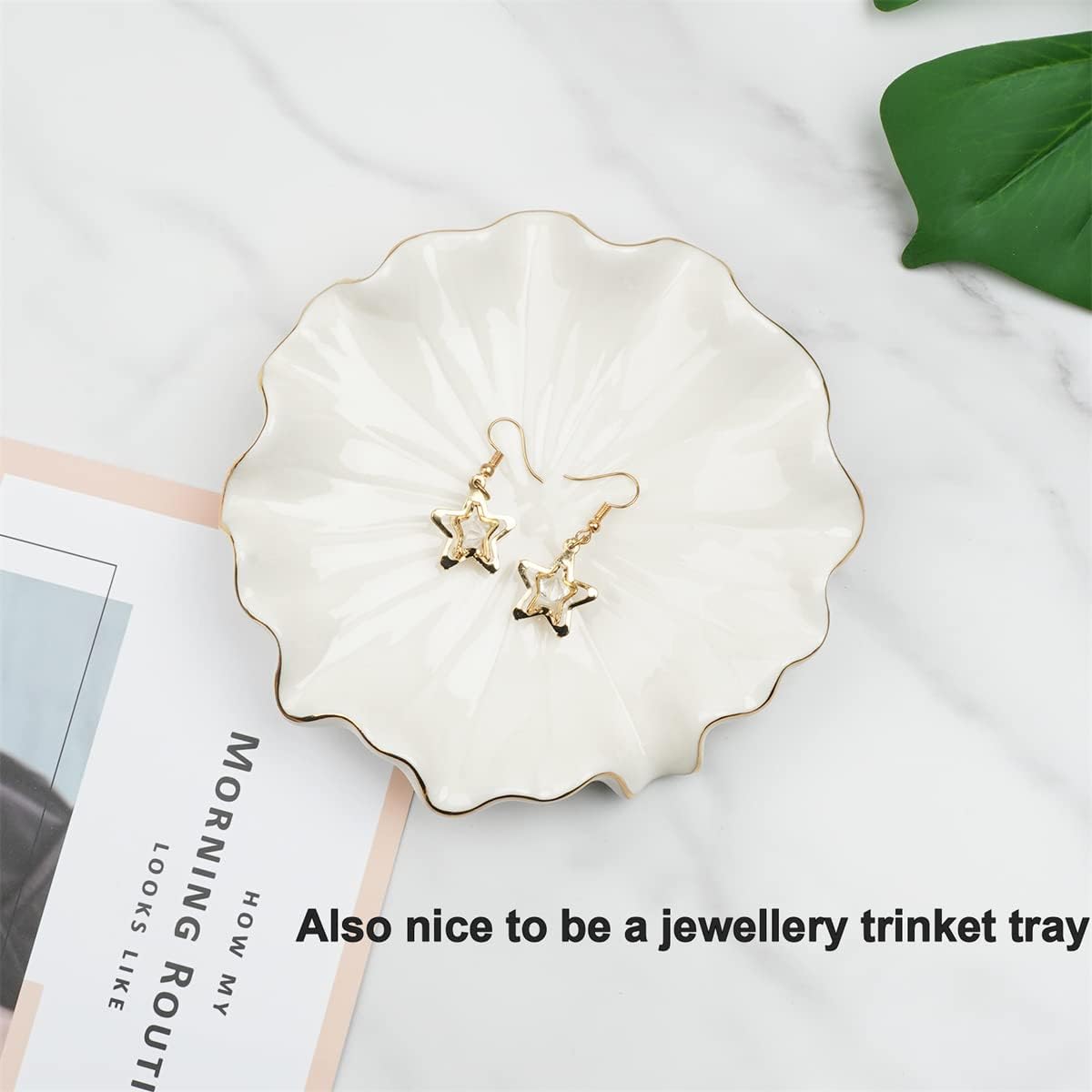 Drain Ceramic Lotus Leaf Soap Holder Soap Saver for Bar Soap / White