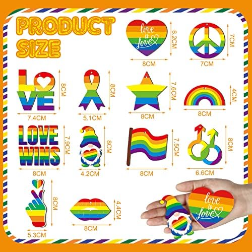 Qunclay 24 Pcs Patriotic Summer Ornaments Red White Blue Rainbow Style