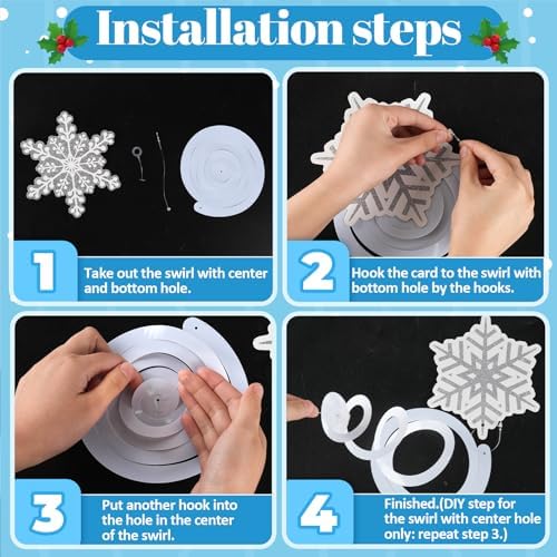 Winter Hanging Decorations, Christmas Spiral Swirls, 30-Pc Winter Decor