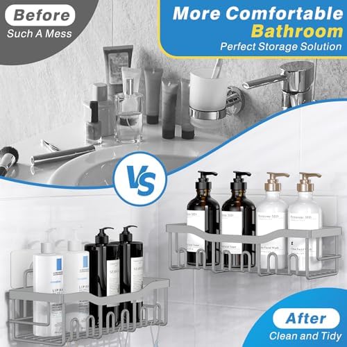 Shower Caddy 5 Pack,Adhesive Shower Organizer for Bathroom Storage&Home Decor&Kitchen,No Drilling,Large
