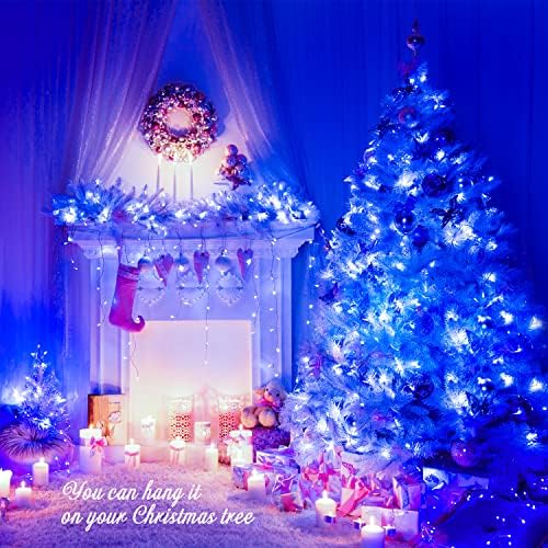 JMEXSUSS 91.5ft Connectable 250 LED Blue Christmas String Lights Indoor