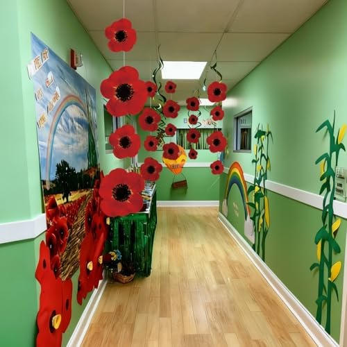 Preboun 20 Pcs Wizard Party Decoration Red Poppy Garland Halloween Decor
