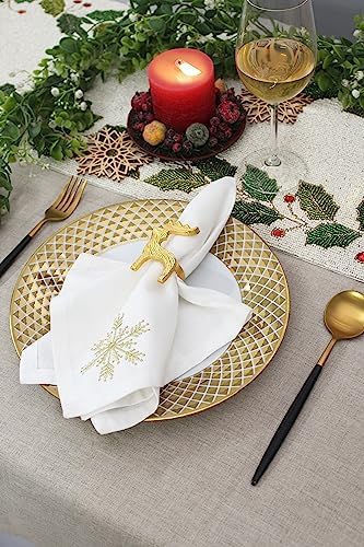 COTTON CRAFT Christmas Napkin Rings - 8 Pack Metal Reindeer Napkin Ring