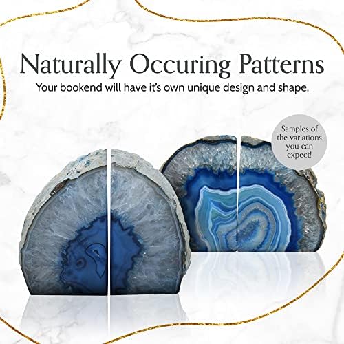 A+ Quality Agate Geode Bookends / Blue / A+ Grade 2 - 3 Lbs