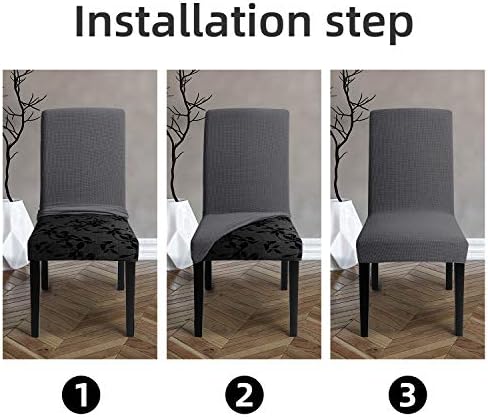 Chair Covers for Dining Room - Stretch Chair Slipcovers for Decorative Seat Protector Armless Removable Washable Elastic Dinner Universal Spandex Solid Chair Slip Covers Set(Dark Grey,4)