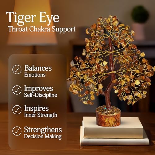 YATSKIA Tiger Eye Crystal Tree | Feng Shui Money Tree | Thank You Gifts | Crystals and Gemstones | Meditation Room