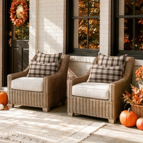 MIULEE Fall Plaid Pillow Covers Scottish Tartan 18x18 Chocolate Brown