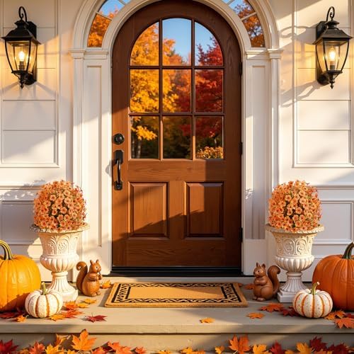 Alupssuc 2Pcs Artificial Fall Ball Flowers for Outdoors Decor, Fake Plants