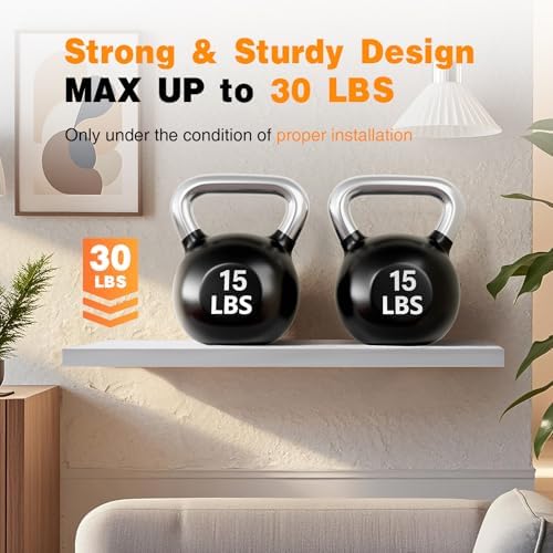 BAYKA White Floating Shelves 35.4in, Set of 2, Wall Mounted for Wall Decor
