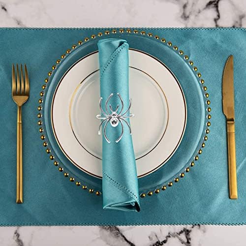 STOBOK Spider Napkin Rings Set of 6 for Home Kitchen Dining Room Table Napkin Rings Horror for Wedding Party Banquet Halloween (Silver)