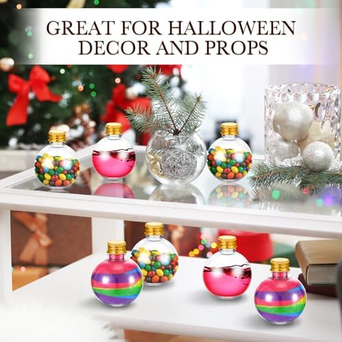 FoldTier 48 Pcs Plastic Potion Bottles with Caps,Gold,Aluminum Cap