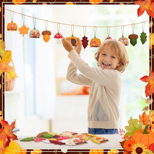 Smoothnovelty 12 Pcs Fall Felt Ornaments Thanksgiving 3D Hanging Tree Decor