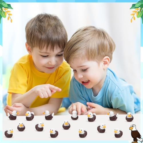 50 Pcs Bald Eagle Ducks Toy Figures, Mini Eagle Resin Ducks Bulk
