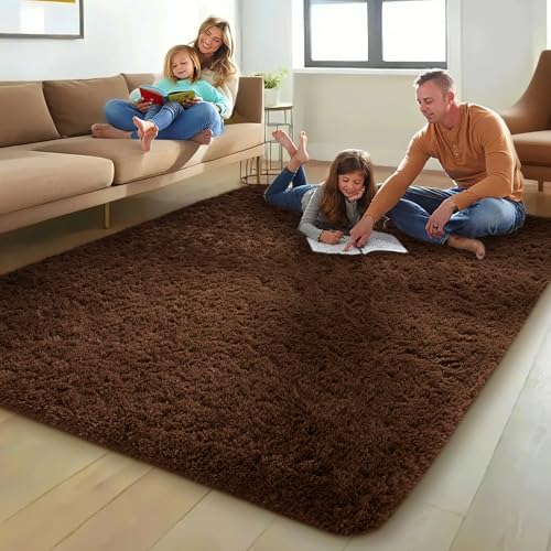 Ophanie 8x10 Brown Area Rugs for Living Room,Large Shag Bedroom Carpet,Big Indoor Thick Soft Shaggy Nursery Rug,Fluffy