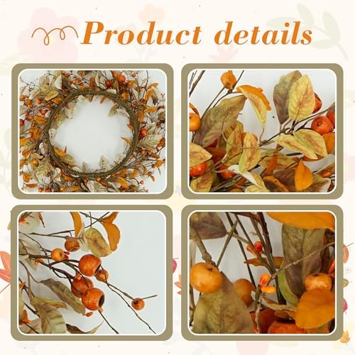 YNYLCHMX 20" Fall Wreath for Front Door, Eucalyptus and Berry Decor