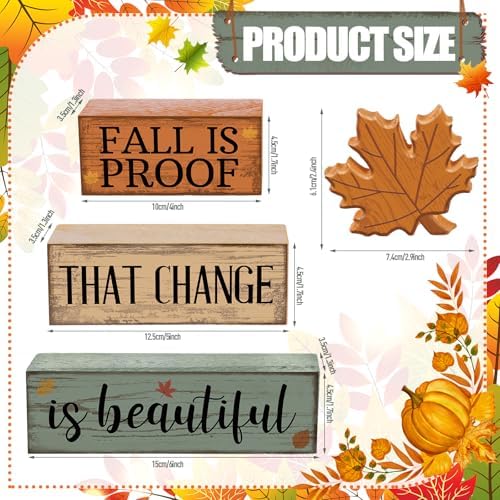 Lineshading 4 Pcs Fall Decoration For Home Wooden Maple Leaf Stacked Decor