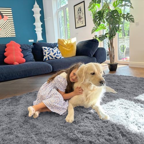 OLANLY 3x6 Machine Washable Runner Rugs for Hallway, Soft Fluffy Shaggy Bedside Rugs for Bedroom, Living Room, Indoor