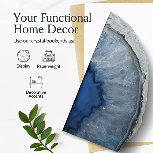 A+ Quality Agate Geode Bookends / Blue / A+ Grade 2 - 3 Lbs