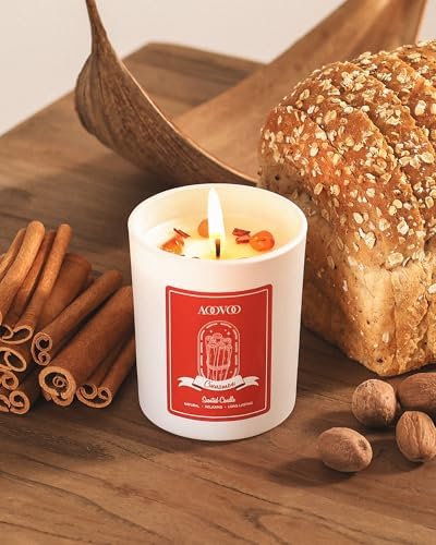 AOOVOO Cinnamon Scented Candles for Women - Aromatherapy Candle with Crystals Inside, 7oz Soy Candles for Home Scented