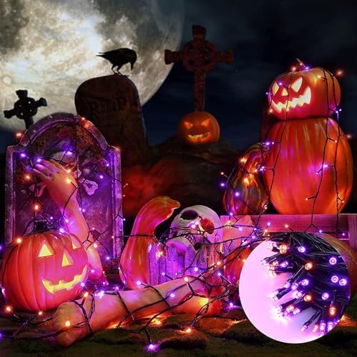 Joomer Orange Purple Halloween Lights, 174FT 500LED Plugin Non-Connectable