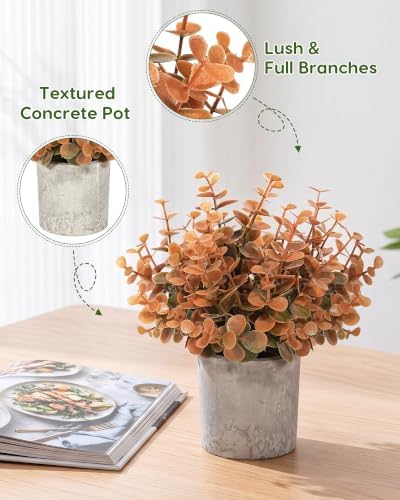 Velener Small Fake Eucalyptus Plant Artificial Potted Plants Indoor for Desk, Shelf, Home Decor Realistic Faux Plant