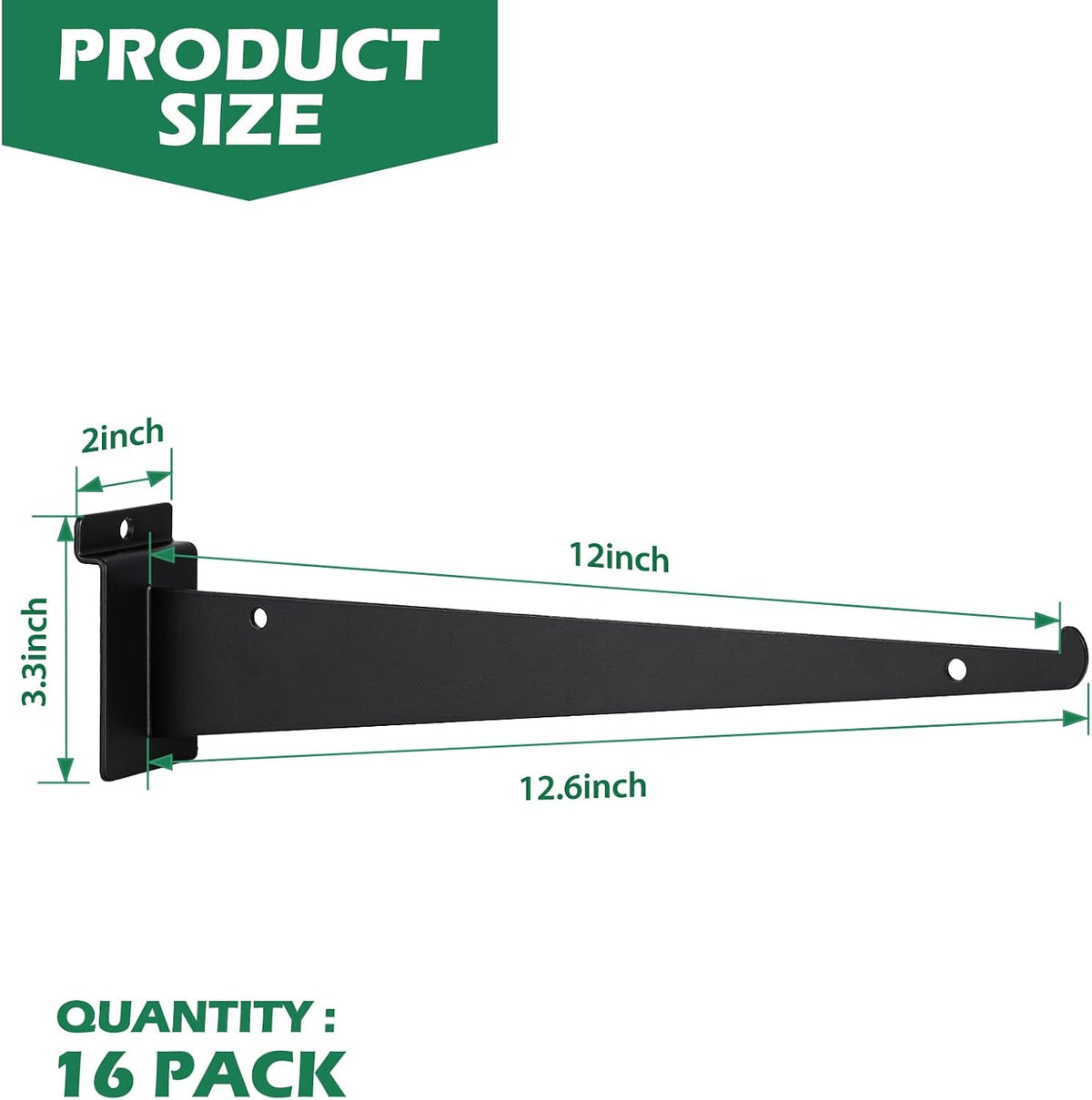12 Inch Slatwall Shelf Bracket, Slatwall Accessories, Heavy Duty Slat Wall Shelf Bracket with Lip for Garage and Retail