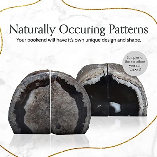 Agate Bookends / Black / A+ Grade 4 - 6 Lbs