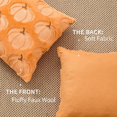 DFXSZ Fall Pillow Covers 16x16 Orange Pumpkin Plush Autumn Home Decor 93D16