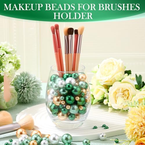 Junkin 300 Pcs Faux Pearl Vase Filler No Hole Beads, Green White Yellow
