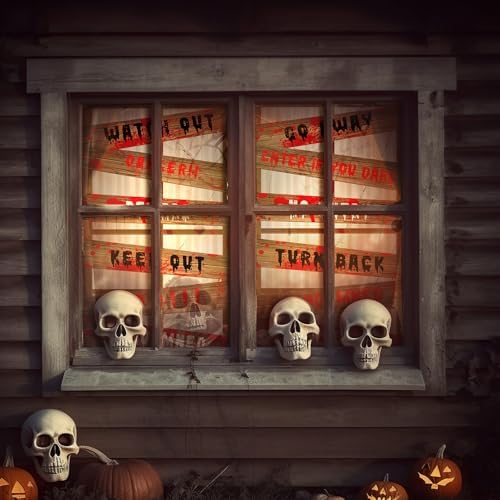 DoubleFill 3 Pcs Halloween Window Door Covers Set Scary Warning Sign