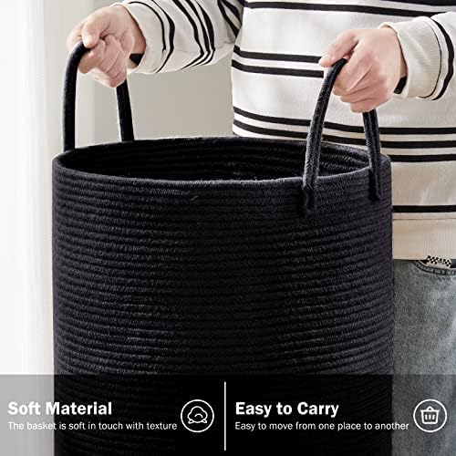 YOUDENOVA Woven Rope Laundry Hamper Basket, 72L Blanket Basket for Nursery