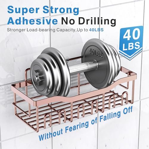 EUDELE 5-Pack Rustproof Stainless Steel Shower Caddy – No Drill Adhesive Bathroom Organizer with Large Capacity