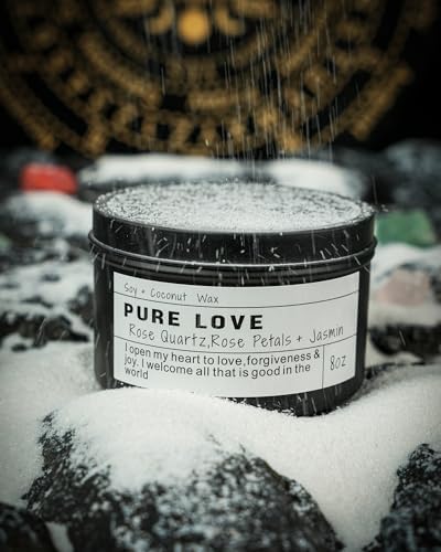 Crystal Candle, Healing Energy Protection Gift, Mindful Intentions, Best Friend, Mother's Birthday Gift.(Pure Love)