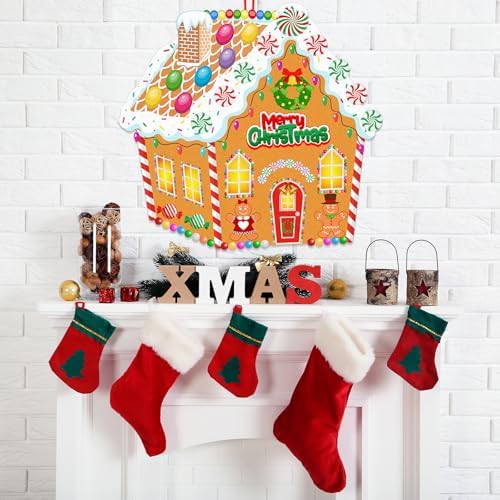 WovWeave DIY Felt Christmas Gingerbread House Decorations 3.1 x 2.9 ft