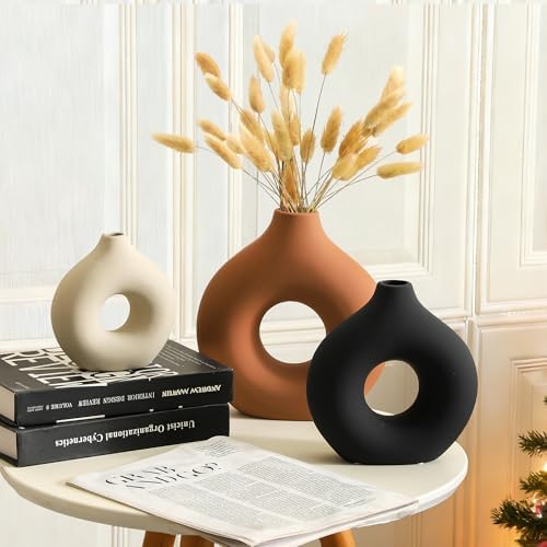 Ceramic Vase Home Table Decor / Rust / Set of 3