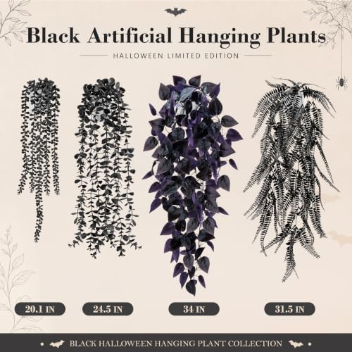 Der Rose 4 Pcs Fake Hanging Plants for Halloween Bathroom Decor Indoor