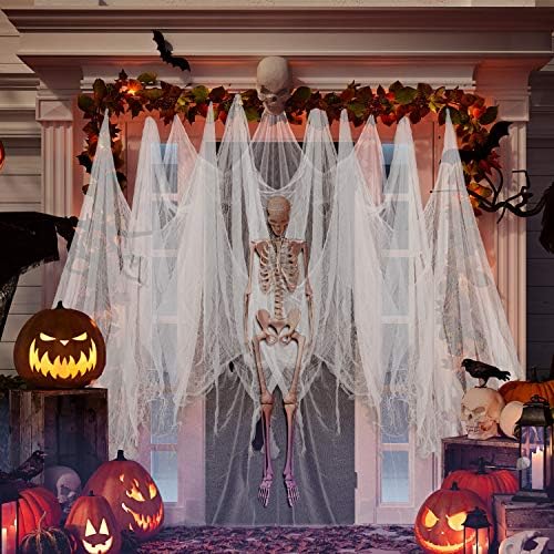 Whaline Halloween White Creepy Cloth 276 x 87 Inch Spooky Halloween Creepy Decoration Scary White Netting Gauze Cloth for Haunted Houses Party Indoor Outdoor Decor