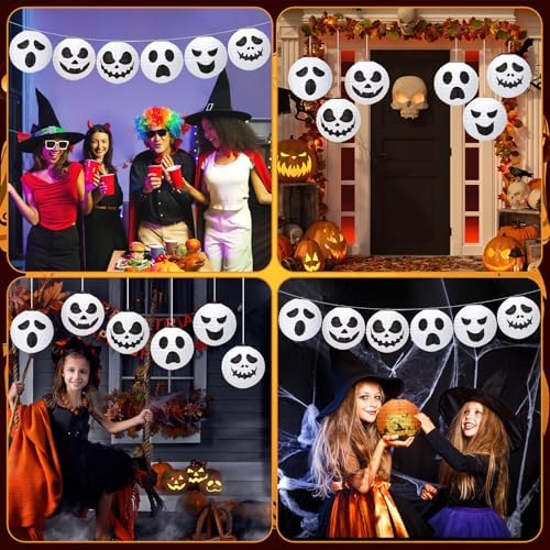 DECYOOL 12PCS Halloween Paper Lanterns, Hanging White Ghost Ornaments