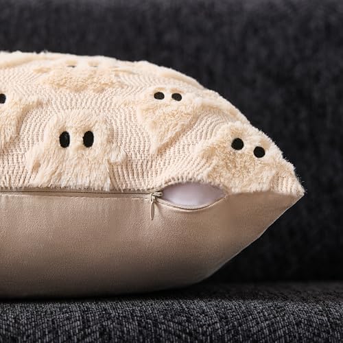 DFXSZ Halloween Pillow Covers 18x18 inch 2Pcs Beige Ghost Halloween Decor