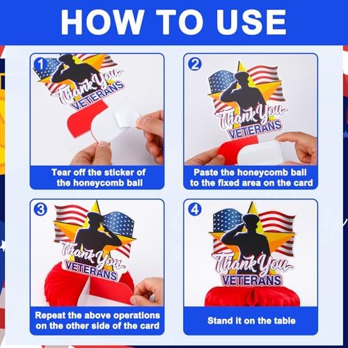 10 Pcs Veterans Day Honeycomb Centerpieces for Table Decorations