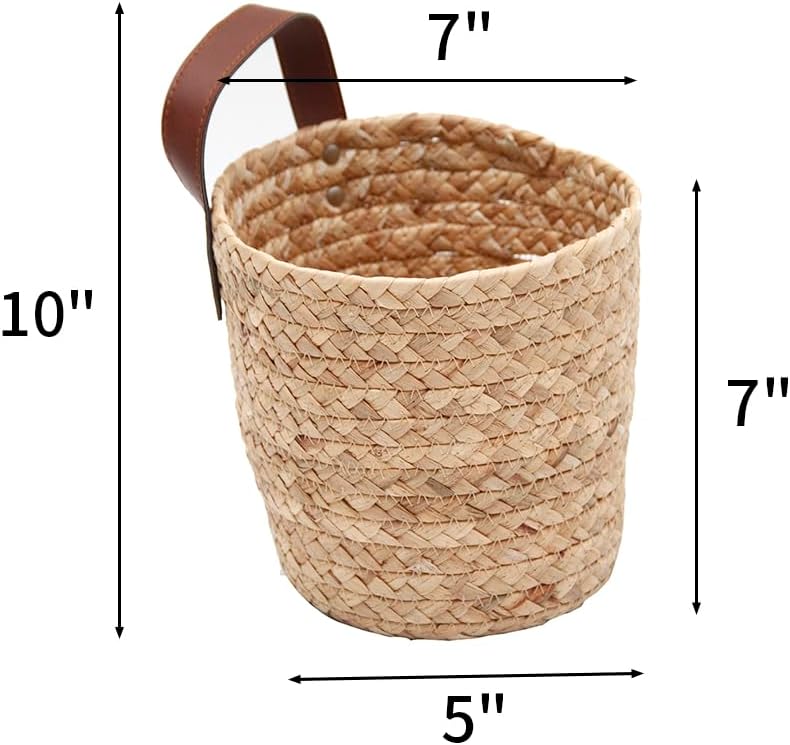 YRMT Water Hyacinth Hanging Storage Baskets Woven Wall Hanging Baskets for Organizing / Set of 2