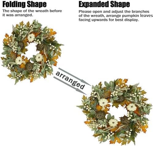 WreathDream Fall Wreaths for Front Door Autumn Wreath for Porch Home Decor