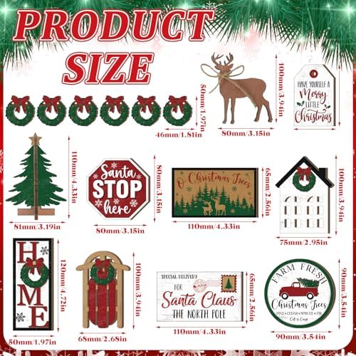 Funnymoom 17 Pcs Christmas Tiered Tray Decor Winter Tiered Tray Decor Set