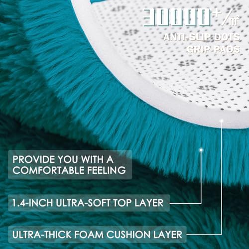 OLANLY Teal Round Rugs for Bedroom - Machine Washable, 6 ft Circle Area Rugs for Living Room, Soft and Fluffy Shaggy